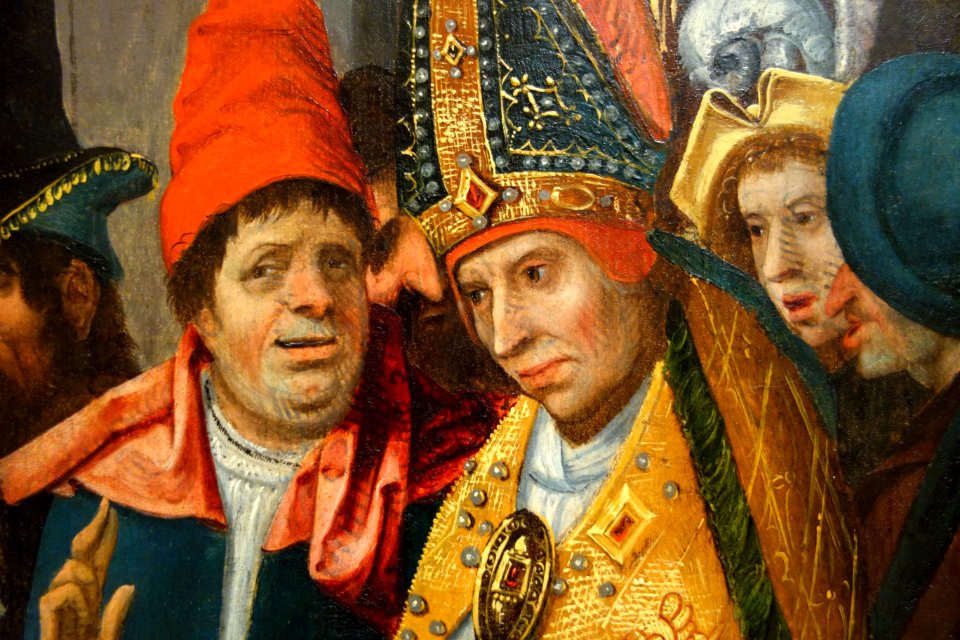 St. Anno of Cologne Receiving the Donation of Siegburg, view 2, by the Master of the Saints Agilolfus and Anno Altarpiece, Netherlandish (Antwerp), 1520, oil on wood- Chazen Museum of Art - DSC02069
