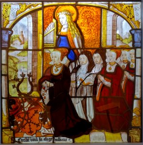 St. Cecilia with female donors, Cologne, 1525-1530, stained glass - Museum Schnütgen - Cologne, Germany - DSC09732