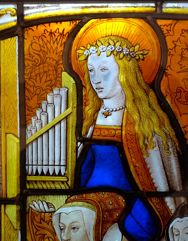 St. Cecilia with female donors, Cologne, detail, 1525-1530, stained glass - Museum Schnütgen - Cologne, Germany - DSC09735