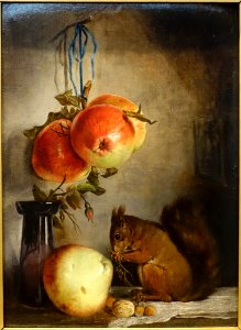 Squirrel Eating a Nut, by John F. Francis, 1886, oil on cardboard - Currier Museum of Art - Manchester, NH - DSC07430