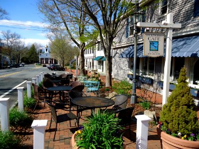 Street scene Basking Ridge New Jersey plants and shops