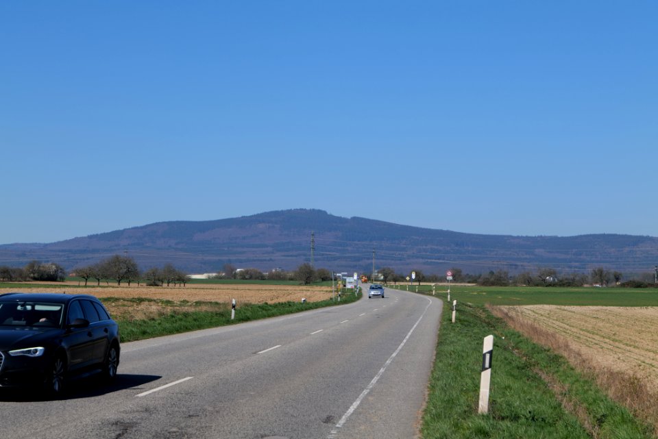 Street with Altkönig near Steinbach 2020-03-25 01