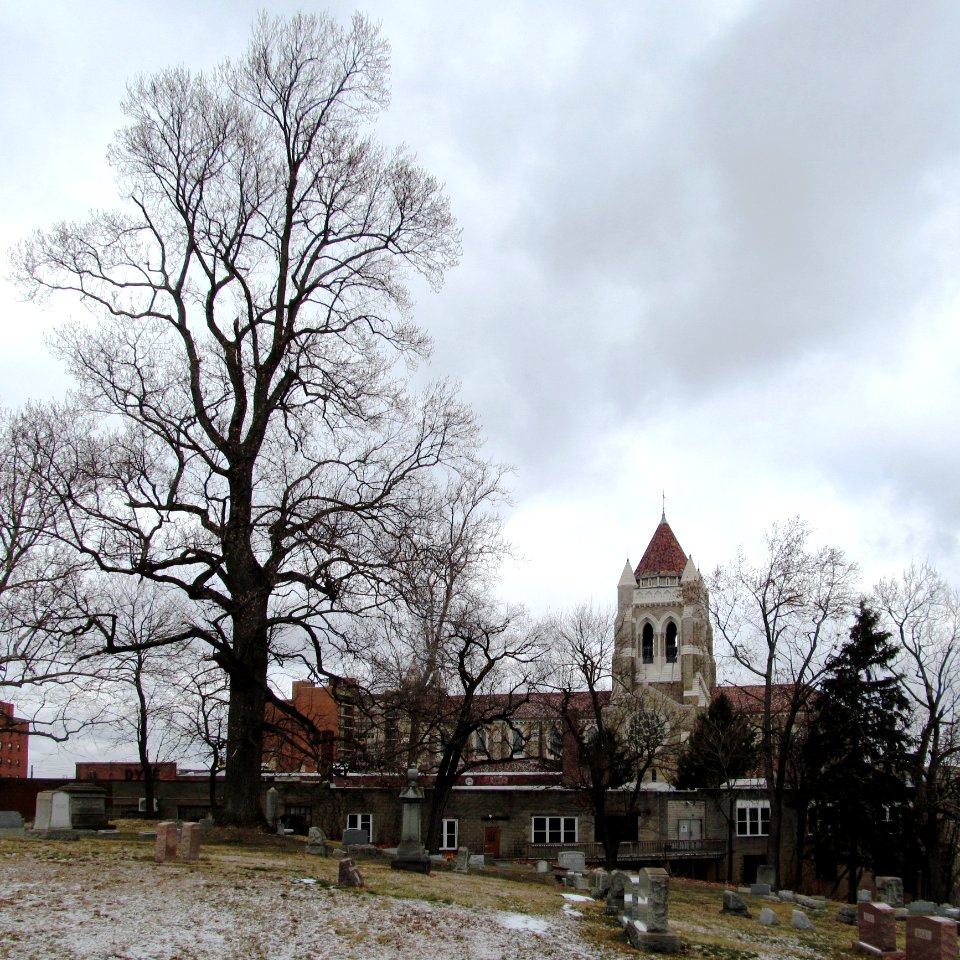 St. Bernard’s Church from Mt. Lebanon Cemetery, 2021-01-29, 01
