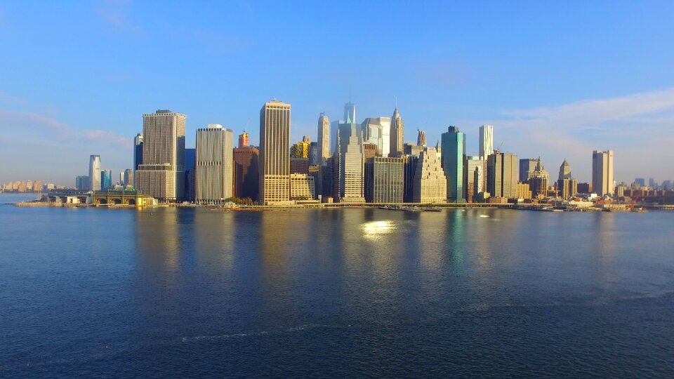 New york city skyline blue city blue news photo