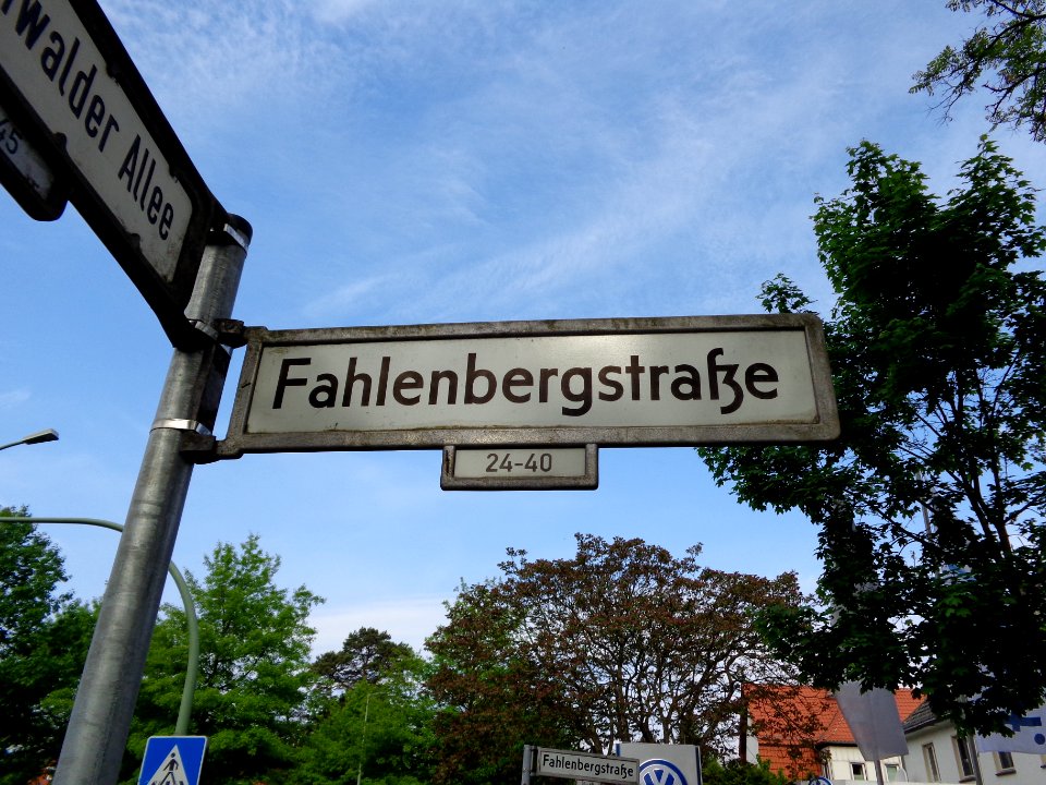 Straßenschild Fahlenbergstraße