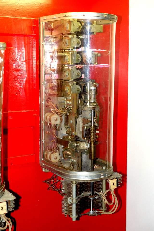 Strowger switches, detail of connector - Telephone Museum - Waltham, Massachusetts -DSC08185