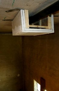 Strong steel braces in joists support L-brackets to hold it up
