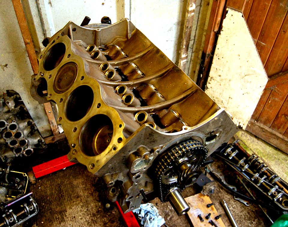 Stripped Rover V8 engine