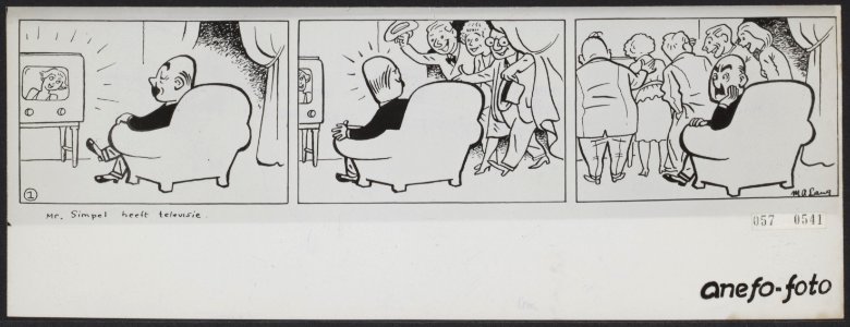 Stripverhaaltje over de intrede van de televisie in het huiselijk leven, Bestanddeelnr 057-0541