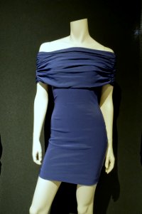Strapless dress, labeled Jiki, c. 1995, polyamide, acetate, elastane - Musée de la mode - Montreal, Canada - DSC07064