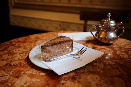 Chocolate cake snack coffee