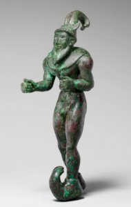 Striding figure with ibex horns, a raptor skin draped around the shoulders, and upturned boots ,ca. 3000 B.C. Mesopotamia or Iran Metropolitan Museum of Art (detail)