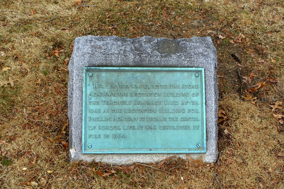 Stone Academy marker - Phillips Academy Andover - Andover, Massachusetts - DSC05418