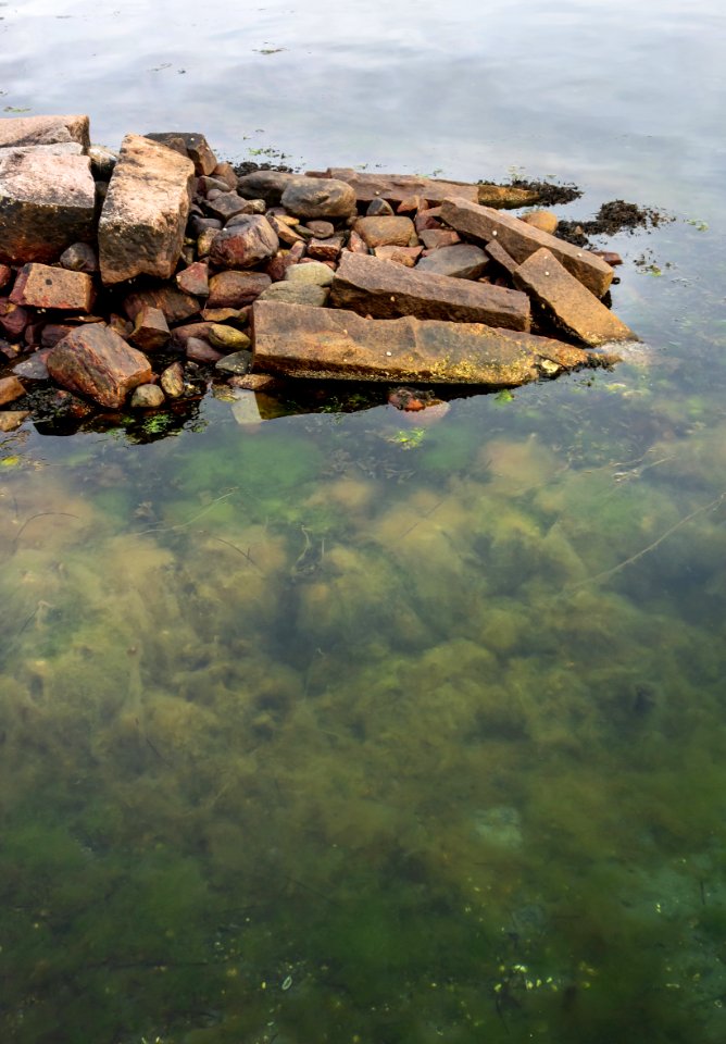 Stone pier and algae in Lahälla 1