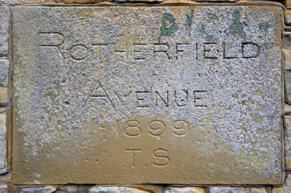 Stone plaque, Rotherfield Avenue, Bexhill