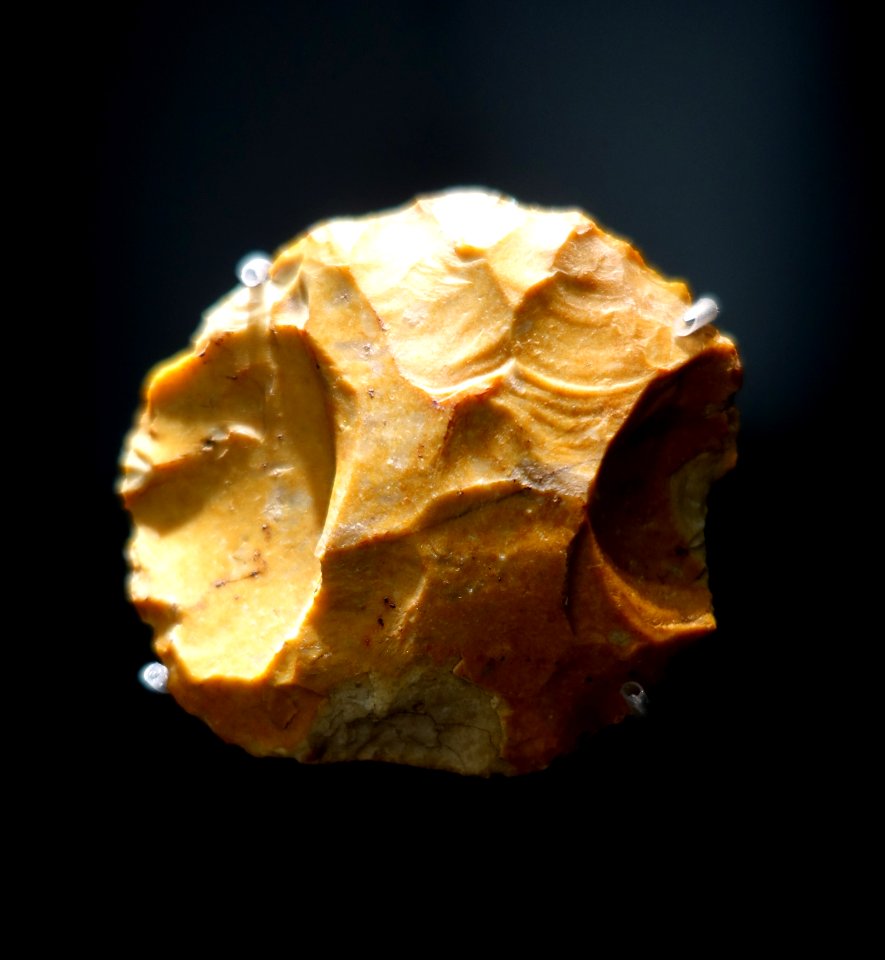 Stone tool, Neanderthal, Bad Urach, Wittlingen, c. 50,000 to 70,000 years old - Landesmuseum Württemberg - Stuttgart, Germany - DSC02679