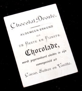 Stoom-Chocoladefabriek Droste plaatje met afbeelding van drie kinderen (achterzijde)