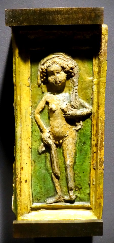 Stove tile, Central Europe, late 1400s, ceramic - Museum of Anthropology, University of British Columbia - DSC09171