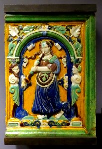 Stove tile, Switzerland, c. 1600, ceramic - Museum of Anthropology, University of British Columbia - DSC09181