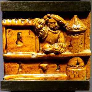 Stove tile, Germany, Nurnberg, c. 1500, ceramic - Museum of Anthropology, University of British Columbia - DSC09155