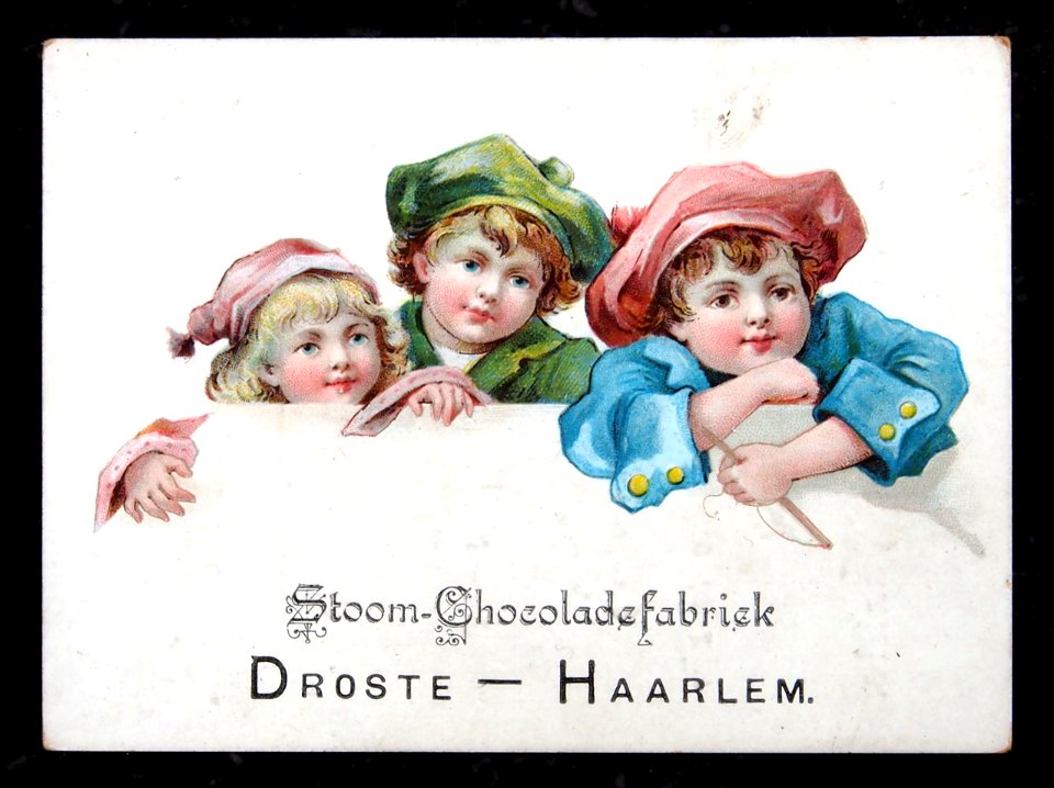 Stoom-Chocoladefabriek Droste plaatje met afbeelding van drie kinderen