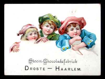 Stoom-Chocoladefabriek Droste plaatje met afbeelding van drie kinderen