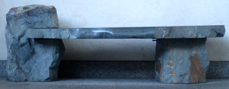 Stone bench built by Leland Miyano in the Honolulu Museum of Art