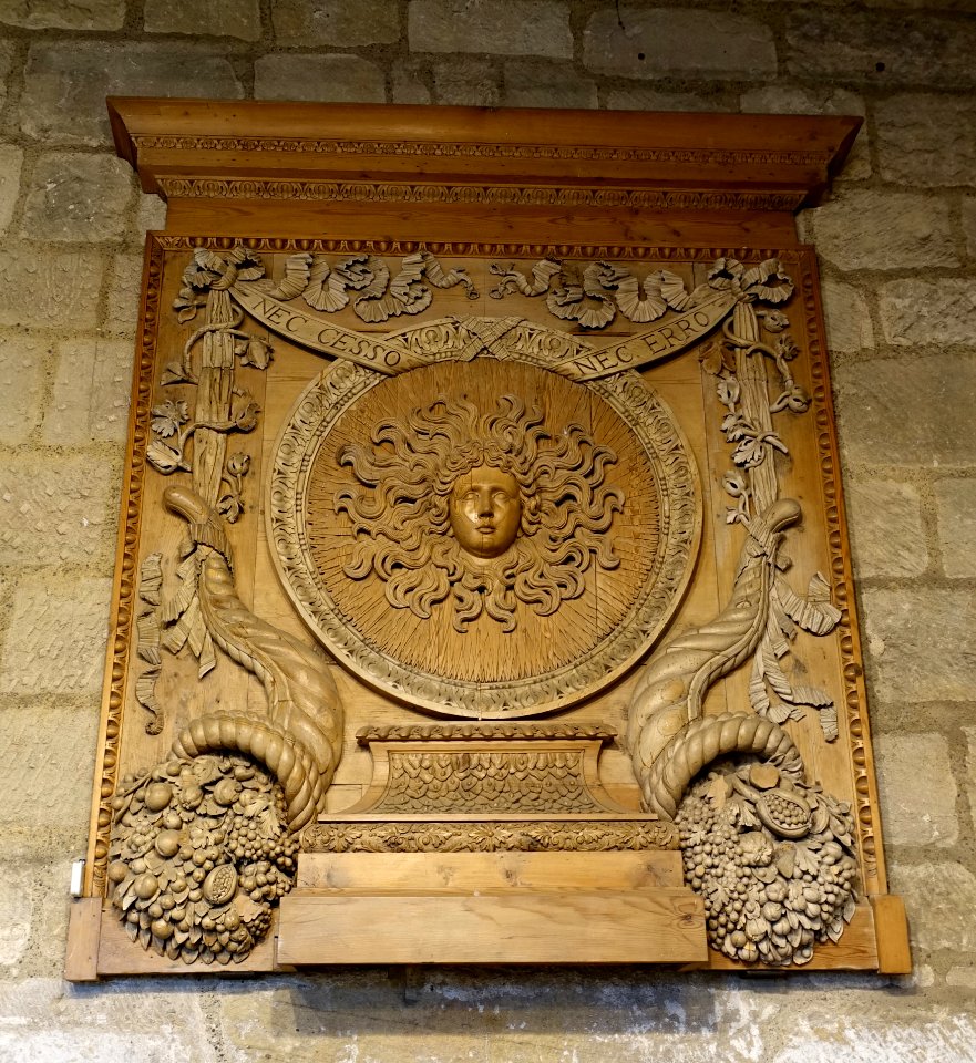 Stone Hall overmantel, 1650-1750, pearwood - Fountains Hall - North Yorkshire, England - DSC00528