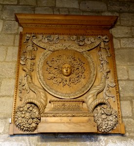 Stone Hall overmantel, 1650-1750, pearwood - Fountains Hall - North Yorkshire, England - DSC00528