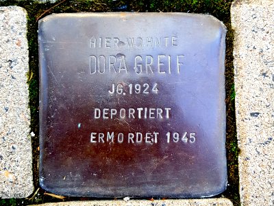 Stolperstein Greif Dora Pappenstr 3 Duisburg-Neudorf