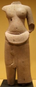 Stone sculpture of Ardhanarishvara from Cambodia, Koh Ker style, 10th century, Honolulu Academy of Arts