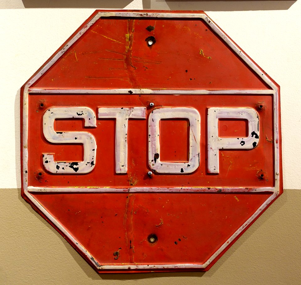 Stop sign, date unknown - Luray Caverns Car and Carriage Museum - Luray, Virginia - DSC01272
