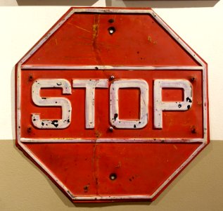 Stop sign, date unknown - Luray Caverns Car and Carriage Museum - Luray, Virginia - DSC01272
