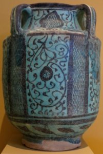 Storage jar from Iran, 13th century, glazed stone-paste, underglaze-painted, HAA photo