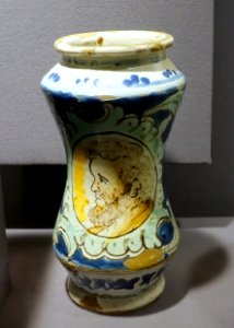 Storage jar, Italy, perhaps Caltagirone, early 1700s, maiolica - Museum of Anthropology, University of British Columbia - DSC08963