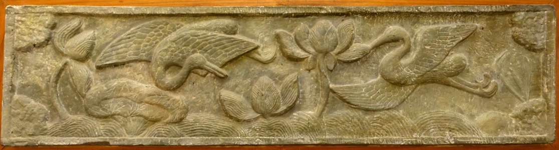 Stork and lotus, But Thap pagoda, Bac Ninh province, 1647 AD, stone - Vietnam National Museum of Fine Arts - Hanoi, Vietnam - DSC04954