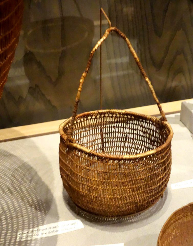 Storage basket for man's elk antler spoons, Klamath River - Oakland Museum of California - DSC04966