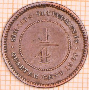 Straits Settlements Quarter Cent 1901 - reverse