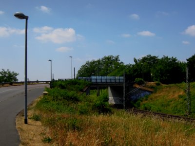 Straßenüberführung (bzw. Brücke) Hüfnerstraße in Lutherstadt Wittenberg im Juni 2018b
