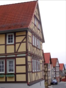 Straße mit Fachwerkhäusern in Rüdigershagen