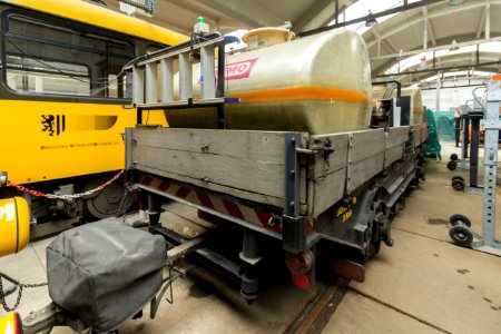Straßenbahn Güterwagen im Betreibshof Waltherstraße