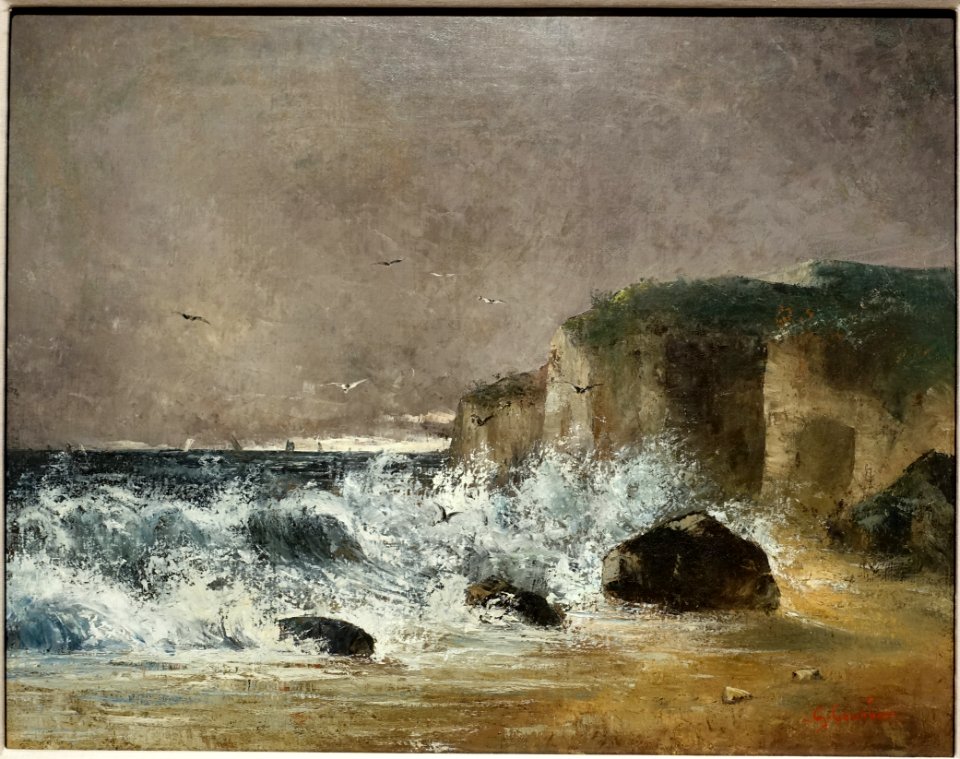 Stormy Weather at Etretat, by Gustave Courbet, c. 1869, oil on canvas - Portland Museum of Art - Portland, Maine - DSC03984