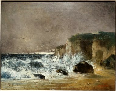 Stormy Weather at Etretat, by Gustave Courbet, c. 1869, oil on canvas - Portland Museum of Art - Portland, Maine - DSC03984