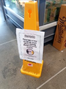 Supermarket distancing sign