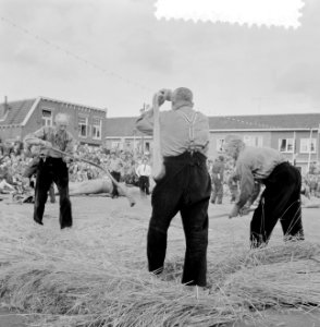 Stoppelhaene (roggeoogstfeest), bindwedstrijd, Bestanddeelnr 916-7907
