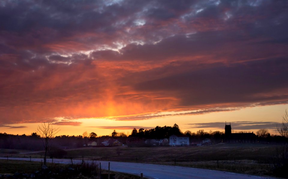 Sunset over Brastad Church 2