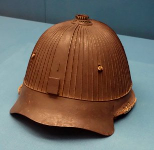 Sujikabuto style helmet bowl with 62 ridges, by Fusamune, Muromachi period, dated 1538 (Tenbun 7) - Tokyo National Museum - DSC05911