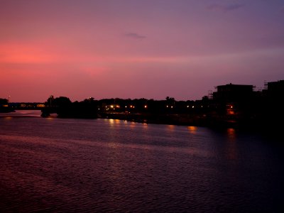 Sunset with rising thunderstorm from Spandauer-See-Brücke 2019-06-11 04