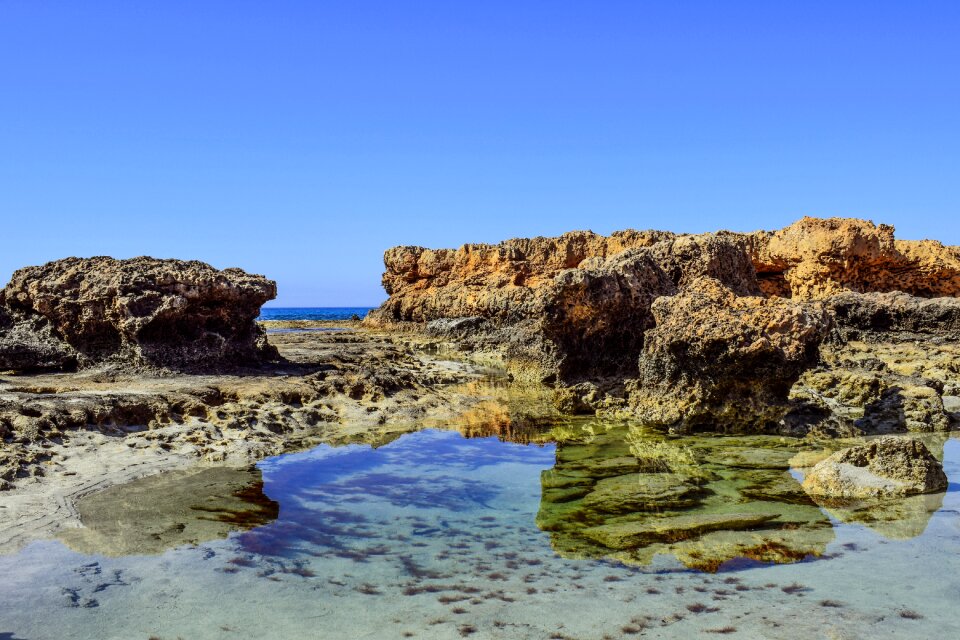 Landscape rock formation reflection
