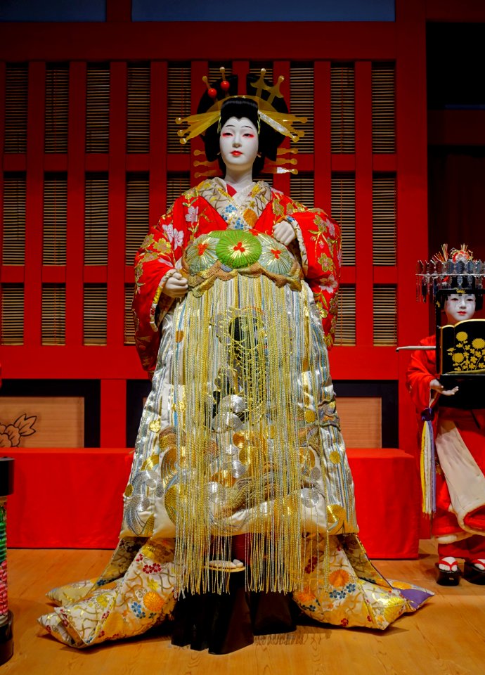 Sukeroku on the kabuki stage, replica of late 1700s, scale 1 to 1 - Edo-Tokyo Museum - Sumida, Tokyo, Japan - DSC06822